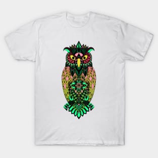dr owl ecopop in mexican tribal totonac green safari art wallpaper T-Shirt